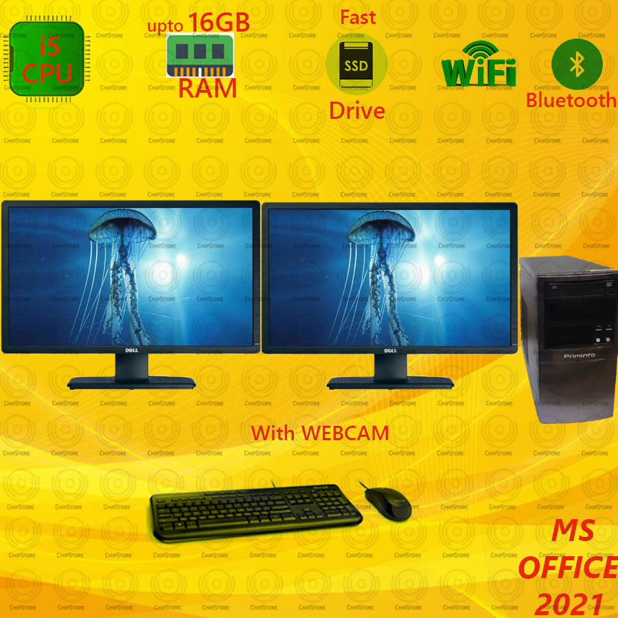 FAST Custom PC i5 WiFi | Win10 PRO | 1TB SSD 16GB RAM Dual Monitor Desktop