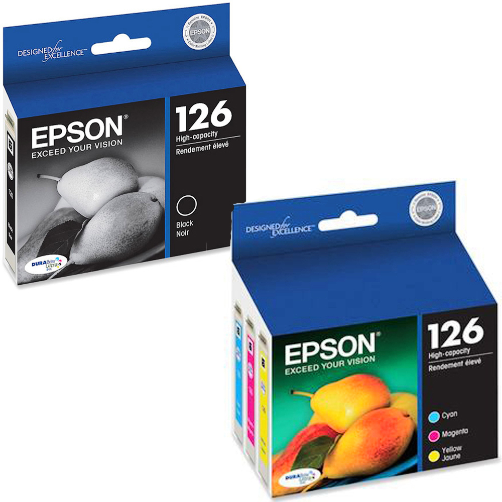 4 pk Genuine Epson Ink 126 T126520 T126120 Workforce 60 630 633 635 840 NX430