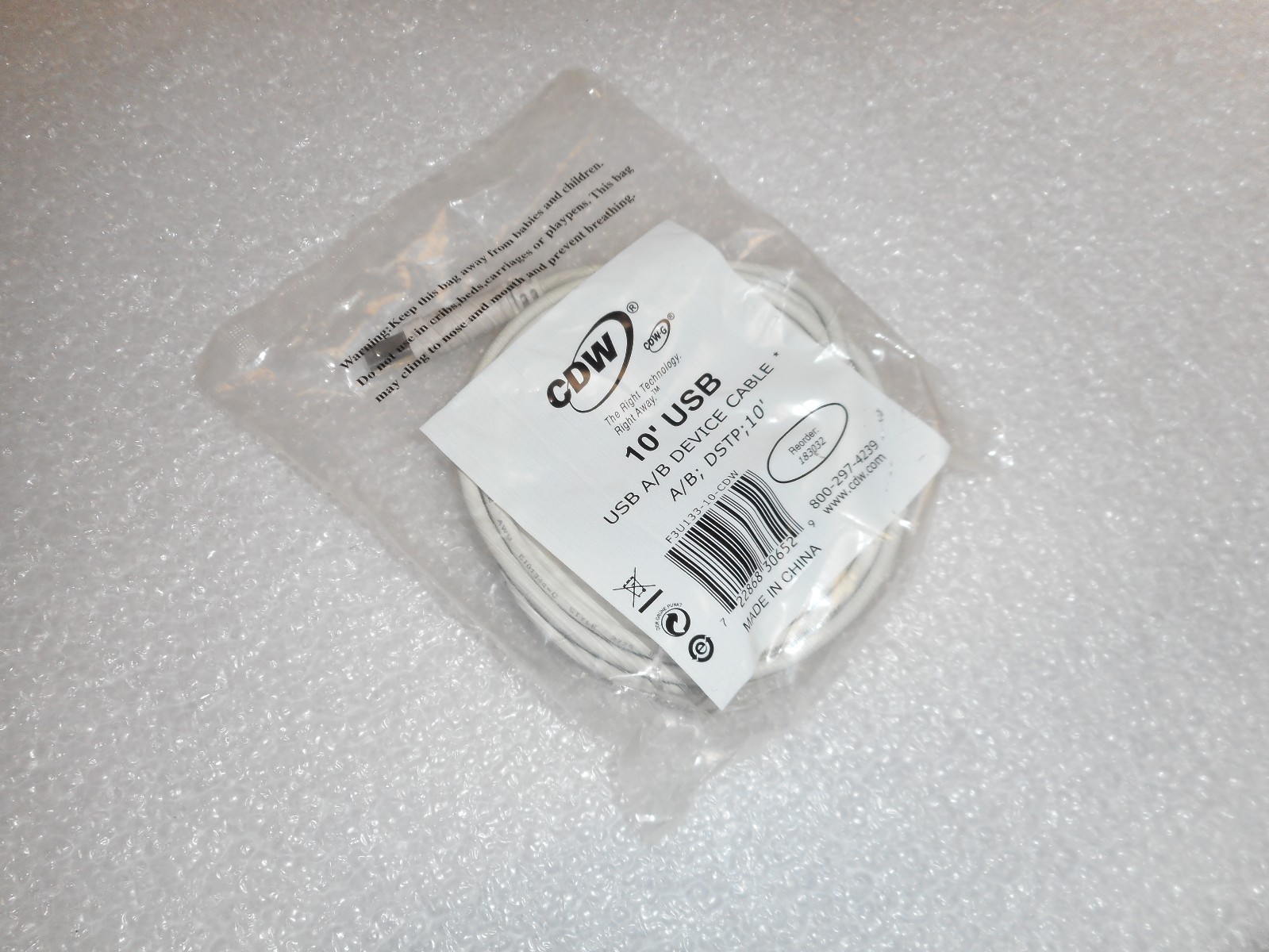 NEW OEM CDW Belkin 10' Device Cable USB A/B  #183032 NOS Printer F3U133-10-CDW