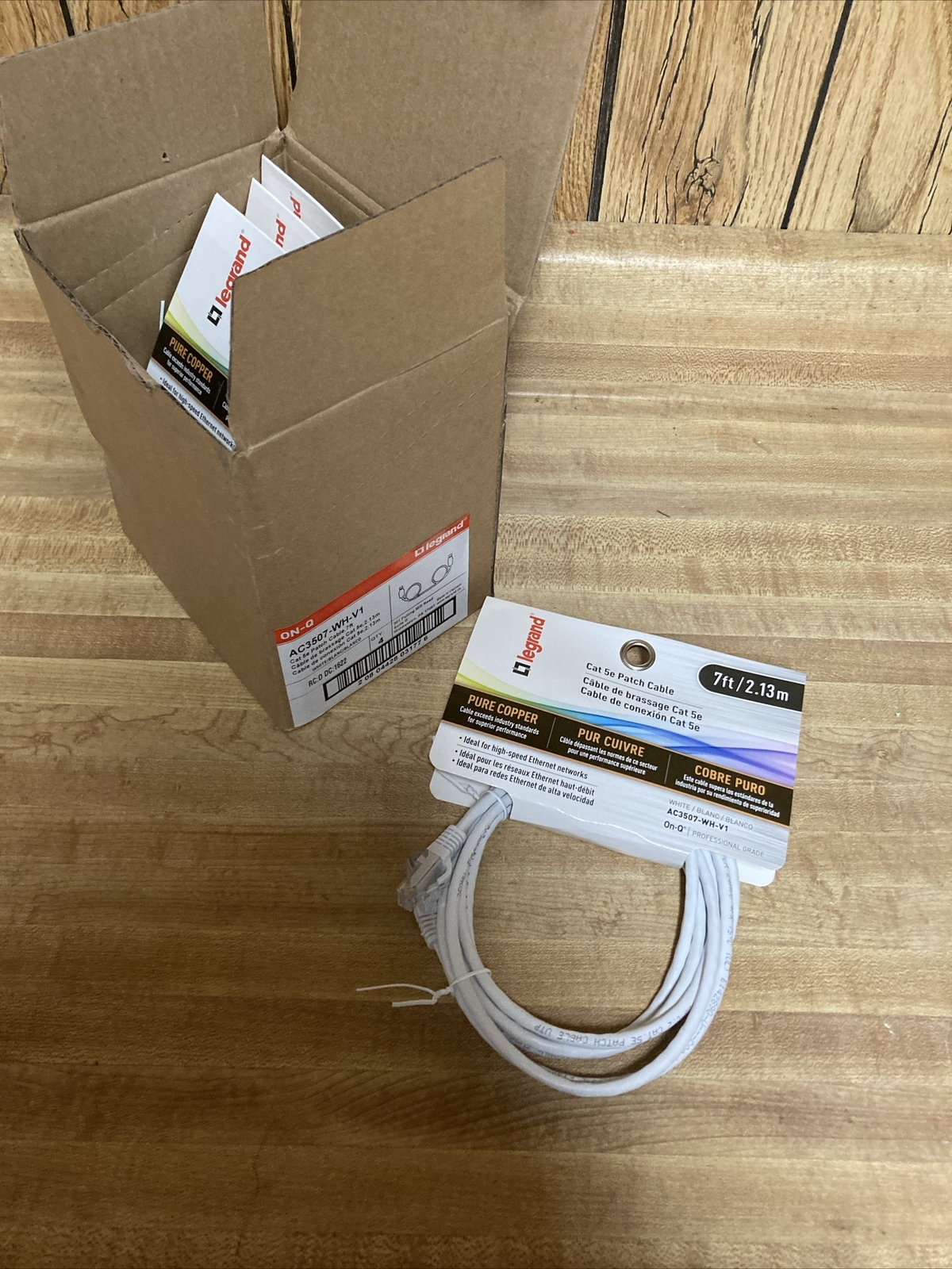 4 Pack Legrand On-Q 7 Foot Cat 5e Patch Cable White AC3507WHV1 New