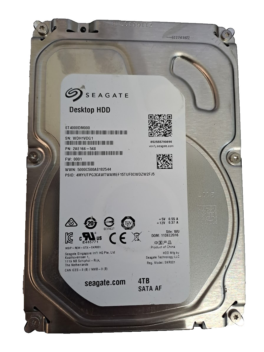 Seagate 4TB ST4000DM000 P/N: 2AE166-568 3.5" SATA Hard Drive