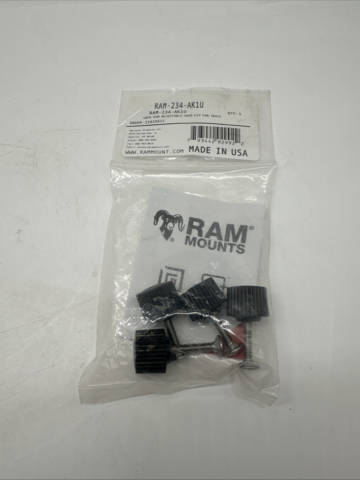 RAM Mount Adjustable Knob Kit RAM-234-AK1U (8059)