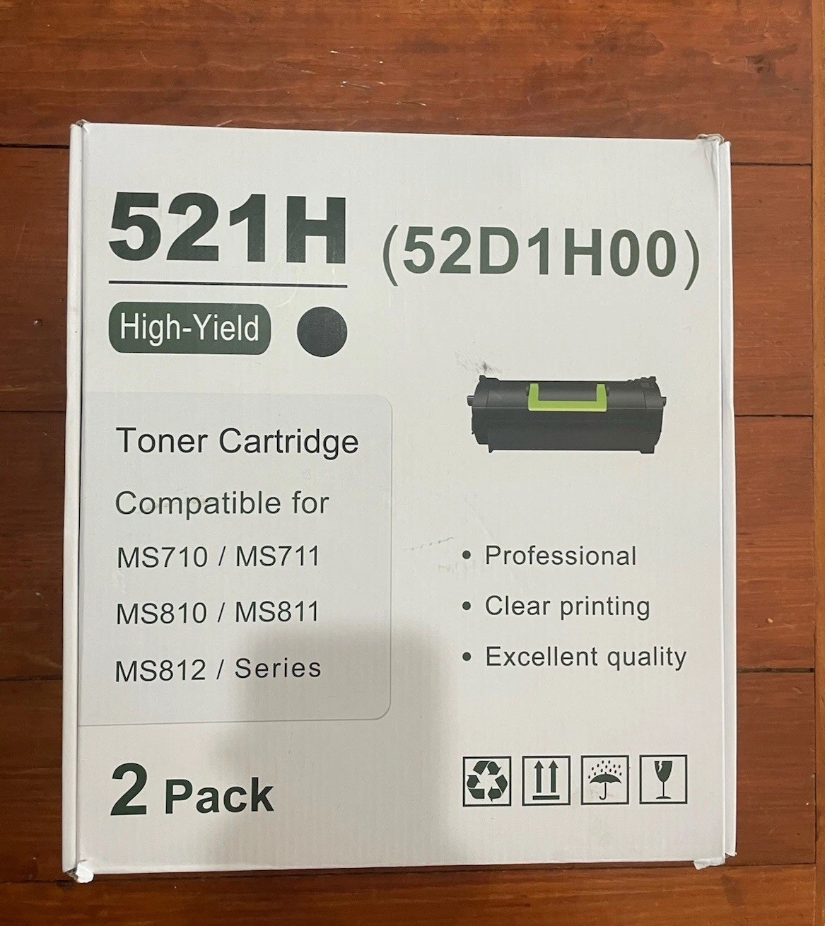 2 Pack 52D1H00 521H Black Toner Cartridge for Lexmark MS710 MS812