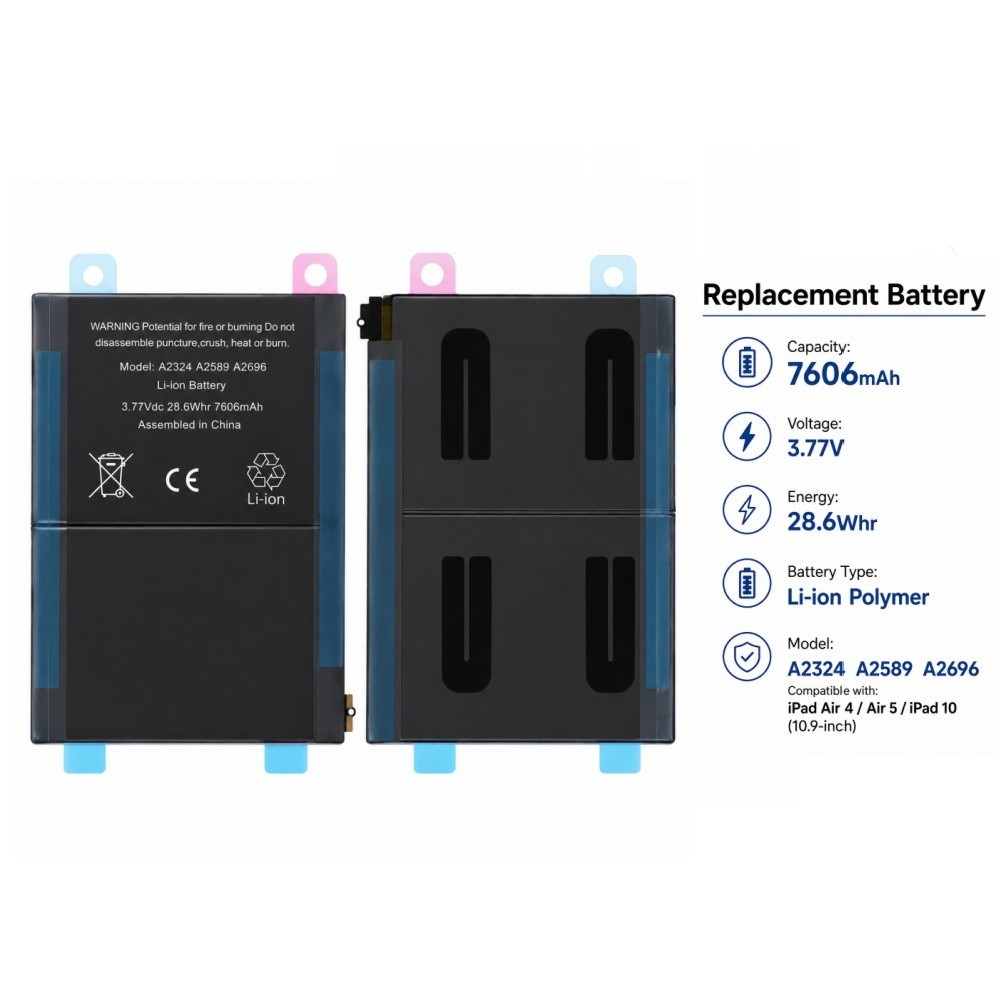 For iPad Air 4/5 10.9" Gen iPad 10 A2324 A2589 A2696 Battery Replacement 7606mAh