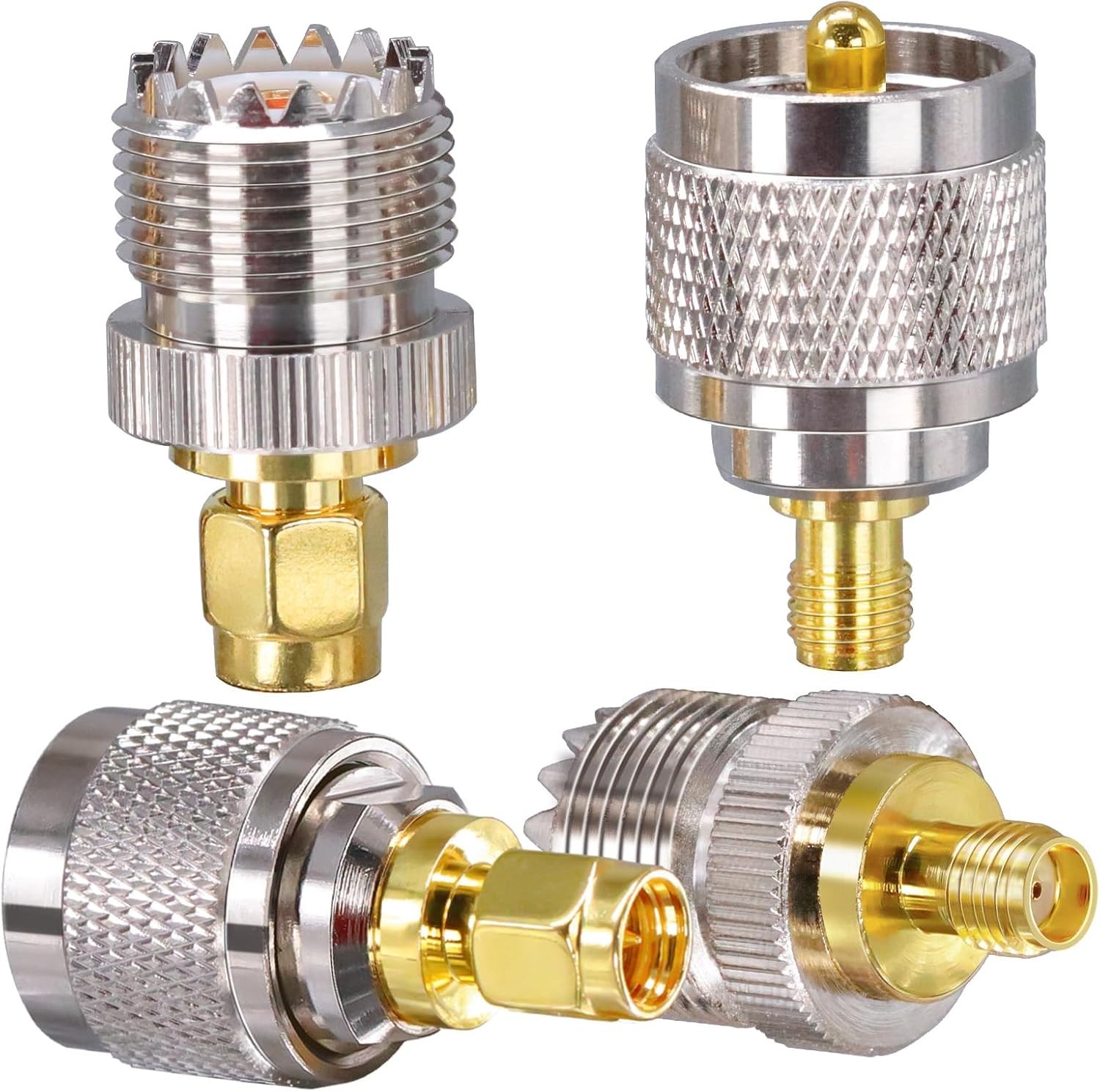 4PCS SMA to UHF Adapter Male and Female, SMA to PL259 SO239 Coax Connector Kit f