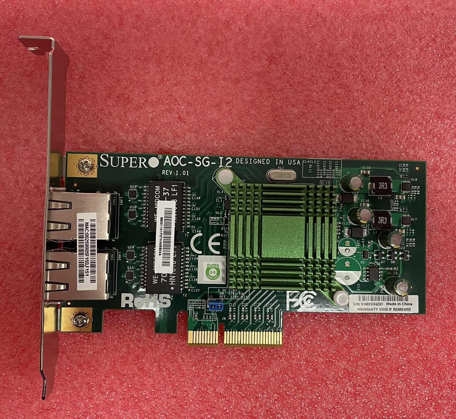 Supermicro AOC-SG-I2 Dual Port 1GbE Intel Gigabit Server NIC Low Profile
