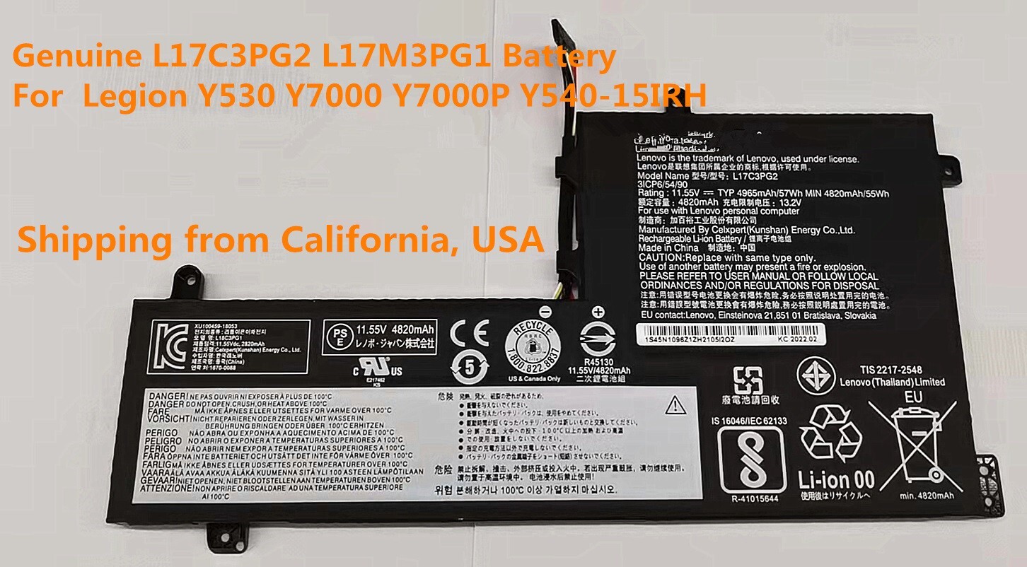 Genuine L17M3PG2 Y540-17IRH Battery L17c3pg2 Legion Y530-15ICH Y540-15IRH-PG0