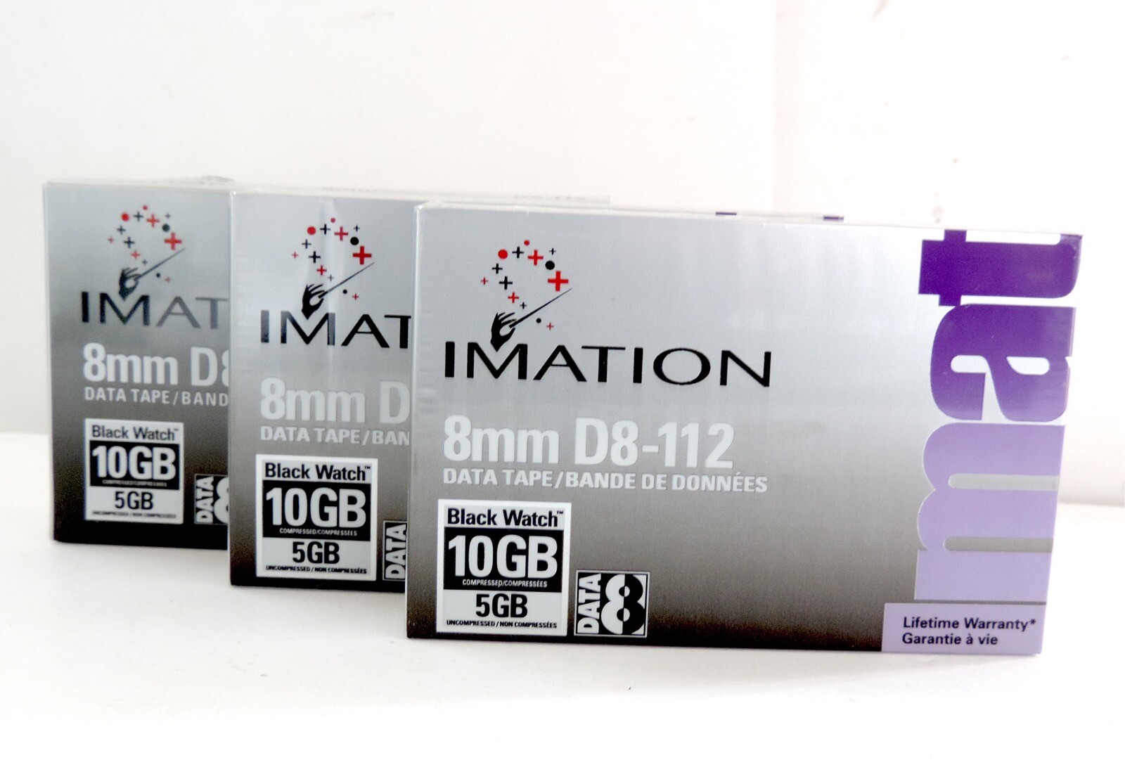 Lot of 3 - Imation 8mm Data 8 Tape D8-112 / Black Watch 10GB / 5GB - Sealed