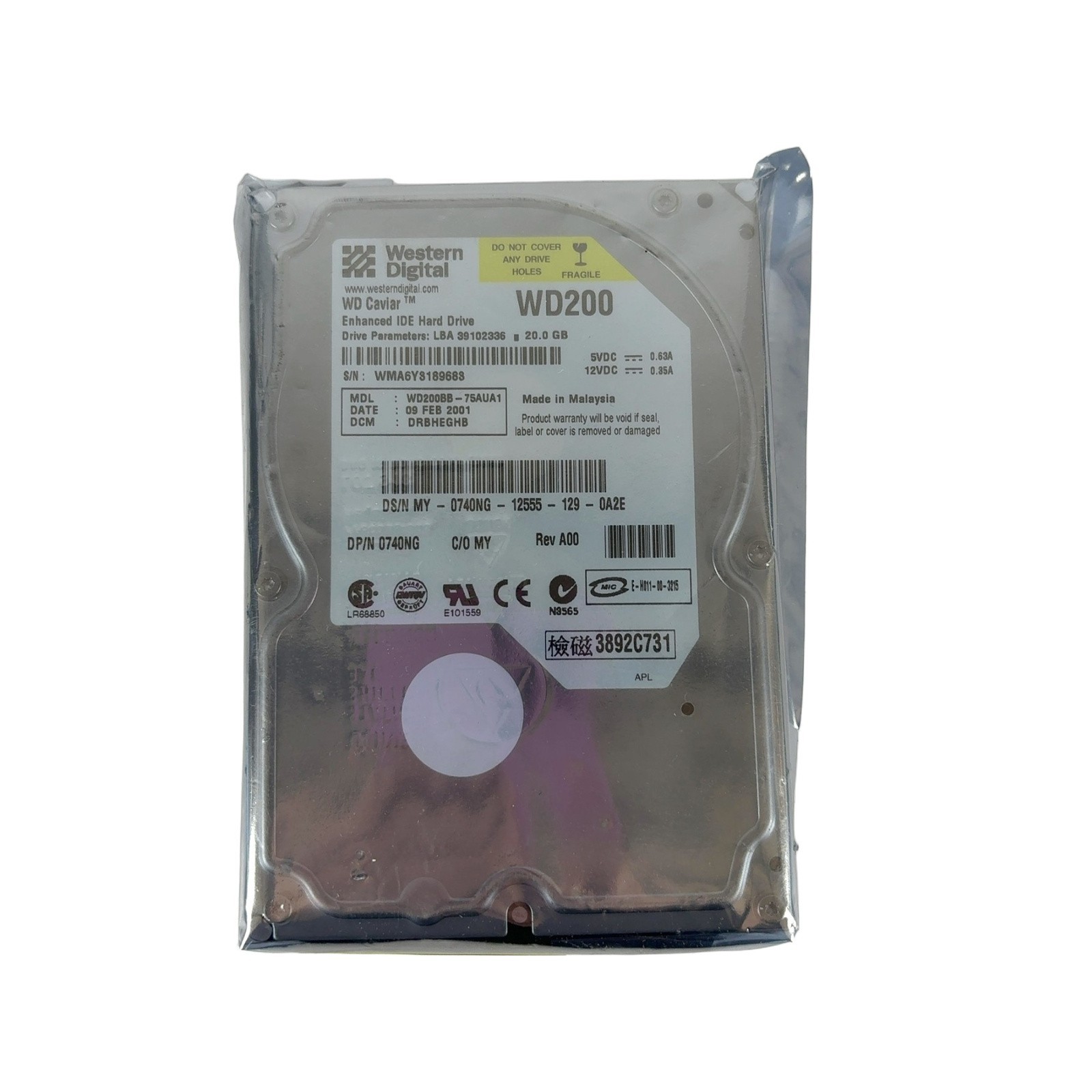 Western Digital WD Caviar WD200 20GB 3.5" IDE 5400RPM 2MB HDD WD200BB-75AUA1