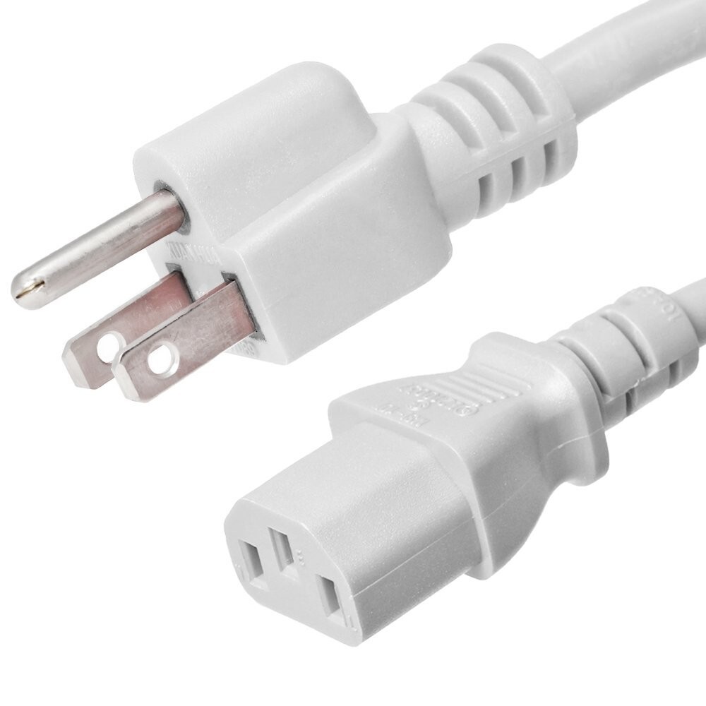 20 PACK LOT 5ft 5-15P - C13 White Power Cord 18AWG 10A/1250W 125V 3-Prong 1.5M