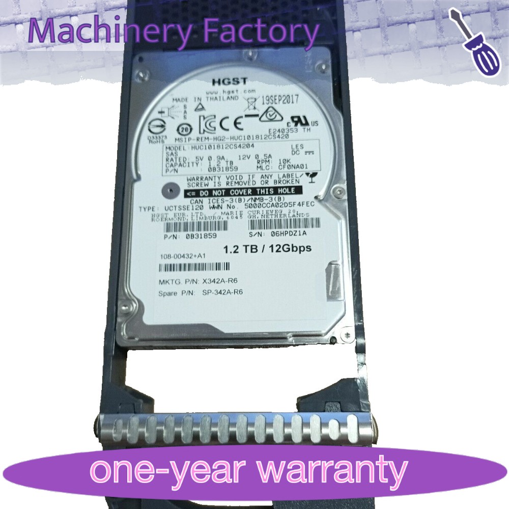 X342A-R6 NETAPP HDD 10K 1.2TB 12G SAS 2.5 SFF FOR DS2246 DS224C FAS2650 FAS2750