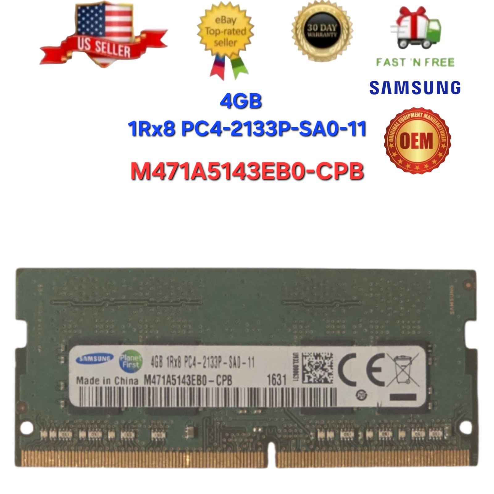 ​Samsung 4GB 1Rx8 PC4-2133P-SA0-11 Laptop RAM M471A5143EB0-CPB