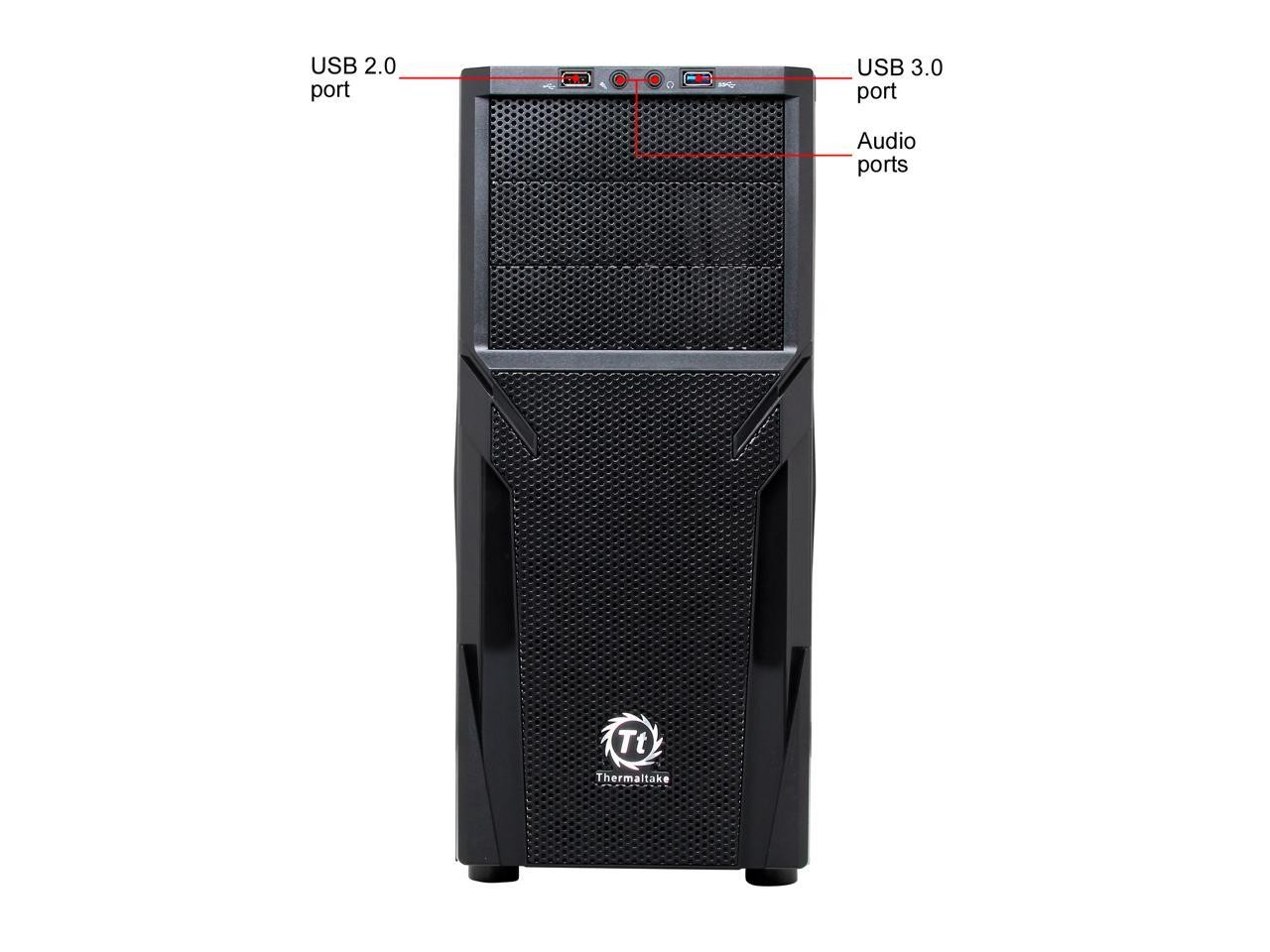 Versa H21 Mid Tower Computer Case with USB 3.0 and All-Black Thermaltake