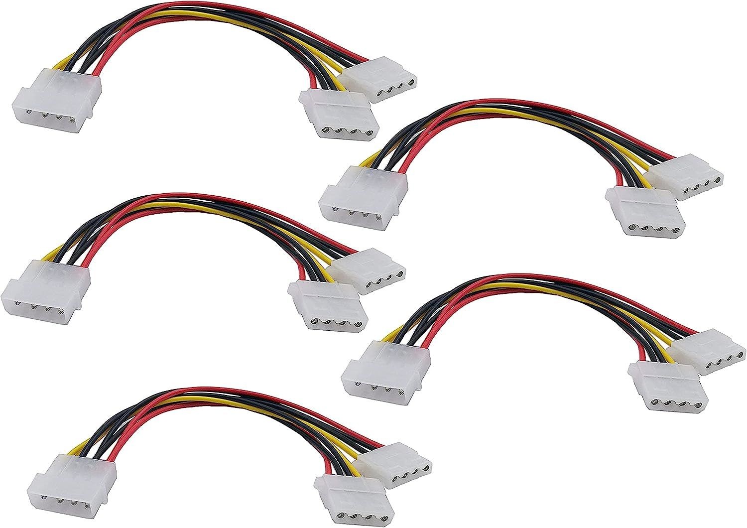 Molex Y Adapter Cable - Lot of 5 For Extending Or Duplicating