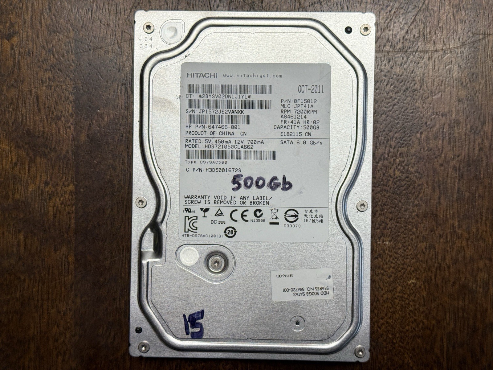 TESTED Hitachi Deskstar 7K1000.C internal (HDD) 500GB HDS721050CLA662 #15