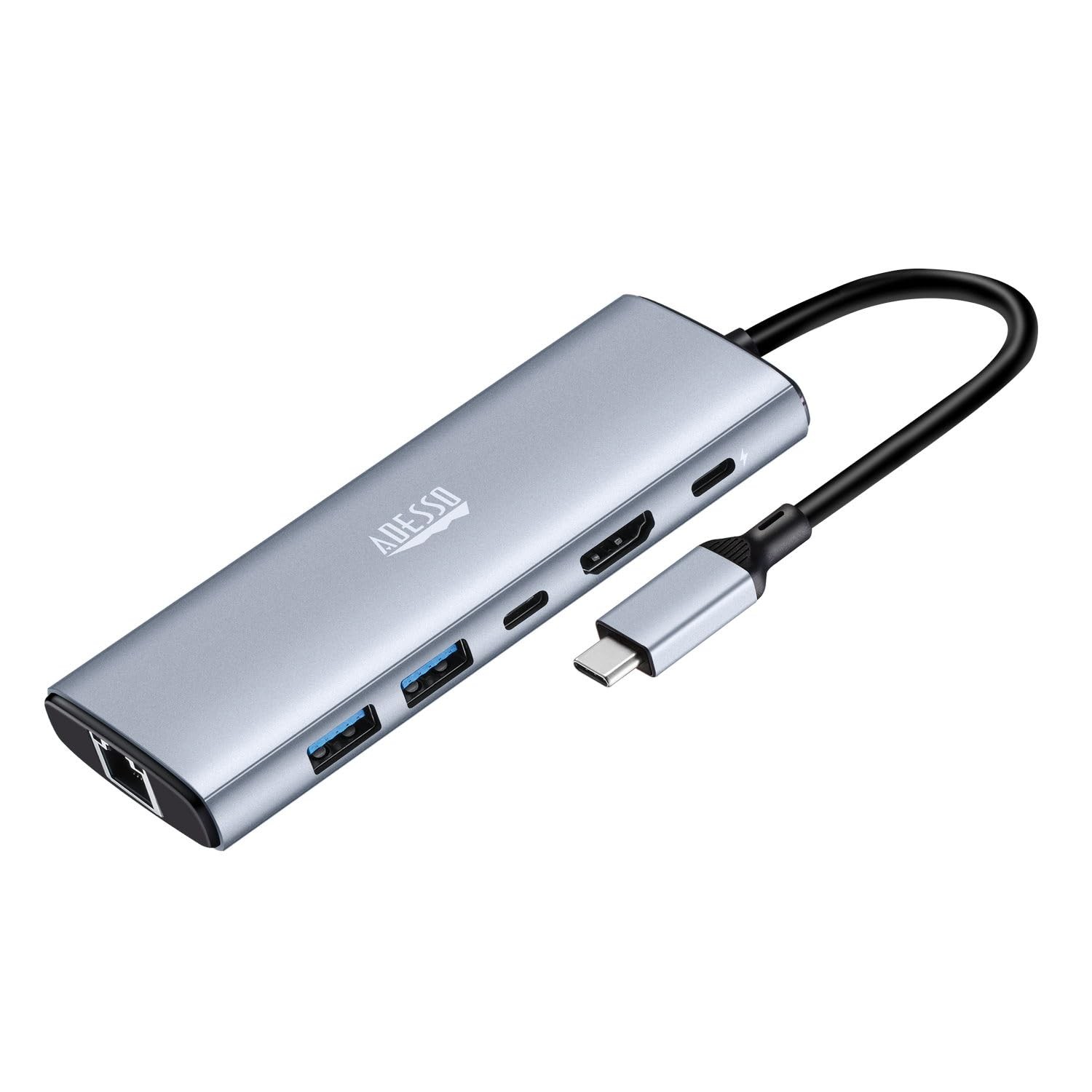 Adesso AUH-4035 7 in 1 Docking Station, Supports USB C to x1 4K HDMI, 3X USB-...