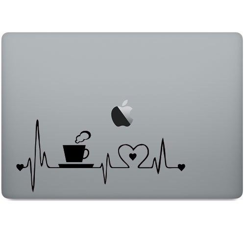 Coffee Mug Heartbeat for Macbook Air Pro Laptop Car Window Wall Decal Sticker