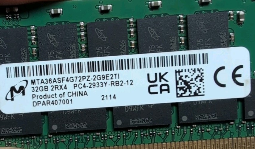 Micron 32GB 2Rx4 DDR4 PC4-2933Y REG ECC Memory Module RAM MTA36ASF4G72PZ-2G9