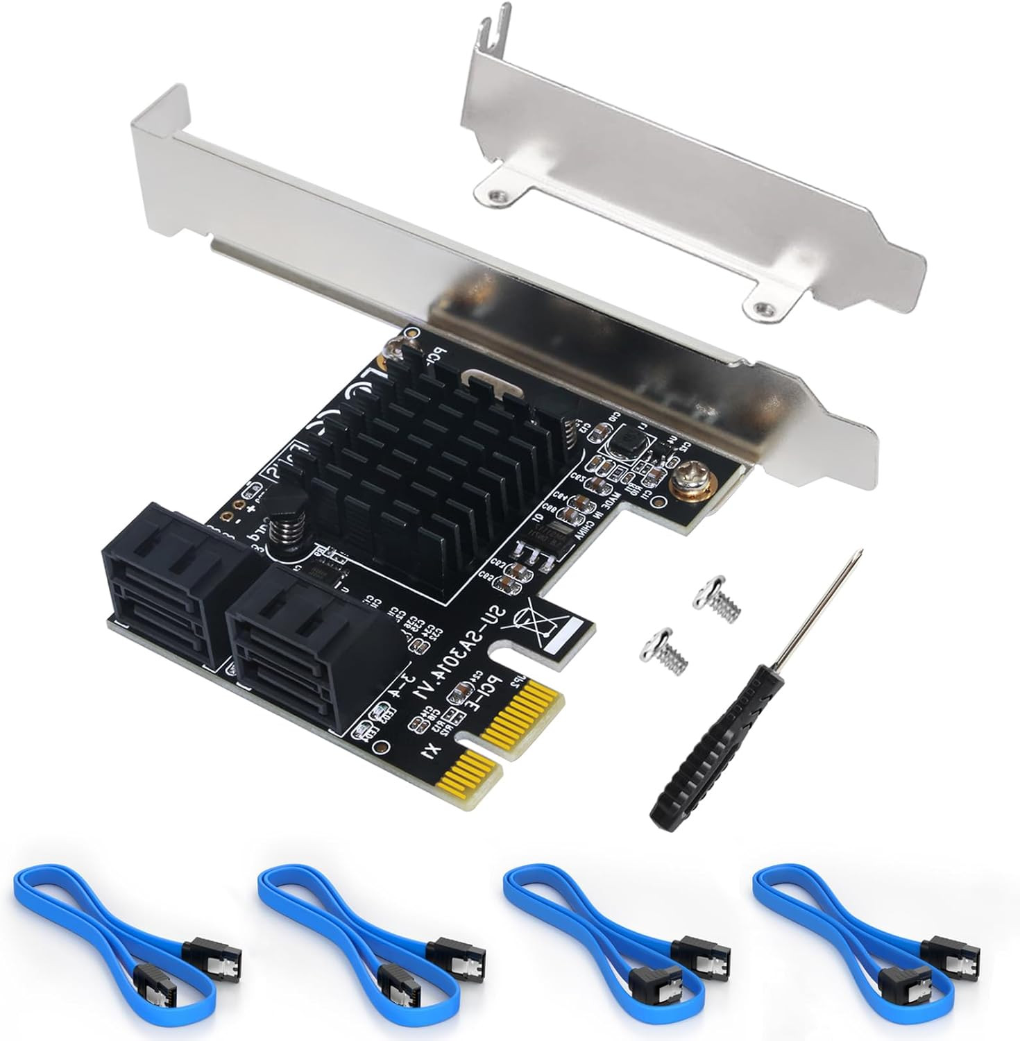 Expansion Cardpcie 2.0 X1 to SATA III 4 Ports Adapter Card for IPFS Mining And