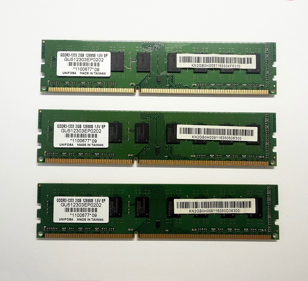 3PCS UNIFOSA 2GB DIMM 1333 MHz DDR3 1.5V 240 Pin DIMM Memory Modules - Total 6BG