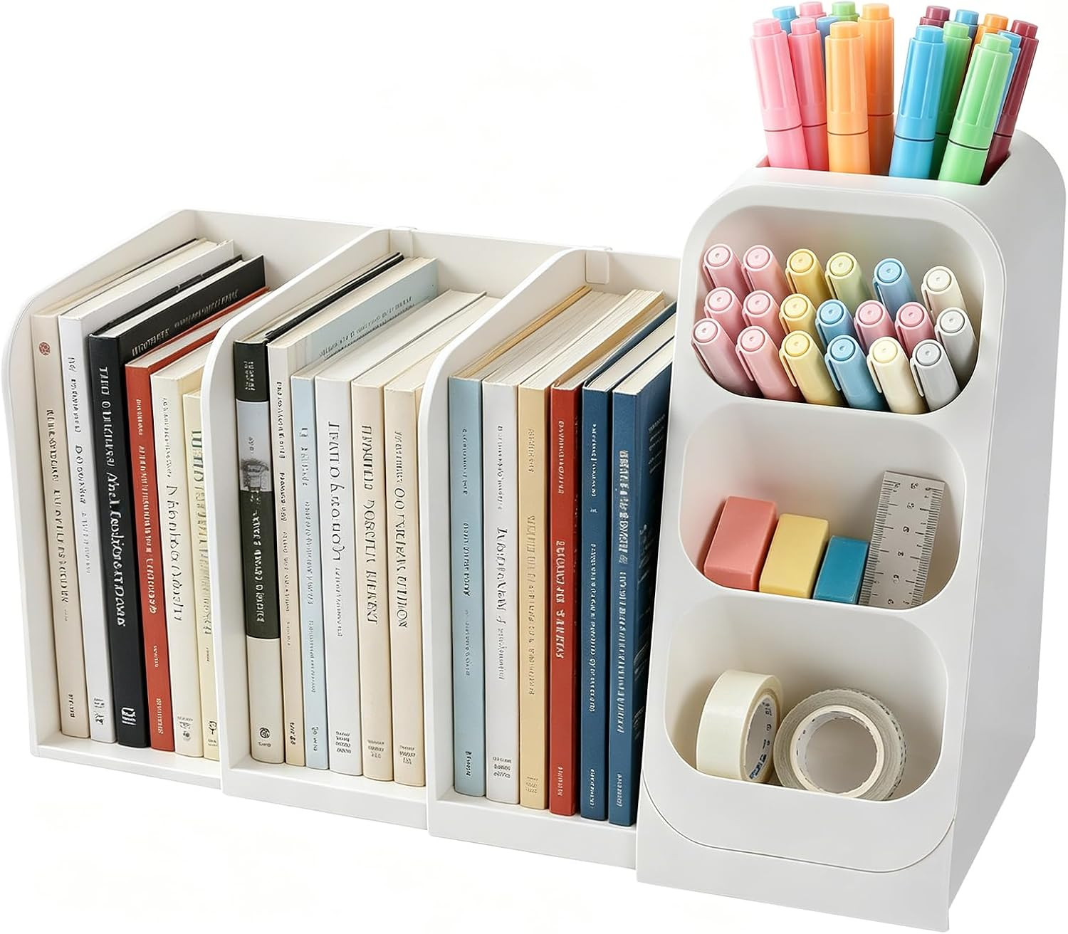 Multifunctional & Retractable Office Desk Organizer and Bookshelf, Small Space D