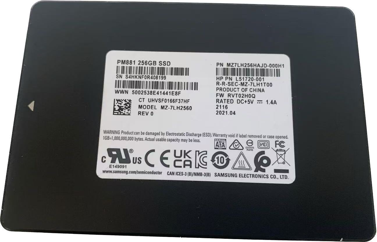 HP L51720-001 M27LH256HAJD-00H1 PM881 2.5" SATA 256GB Solid State Drive(SSD)
