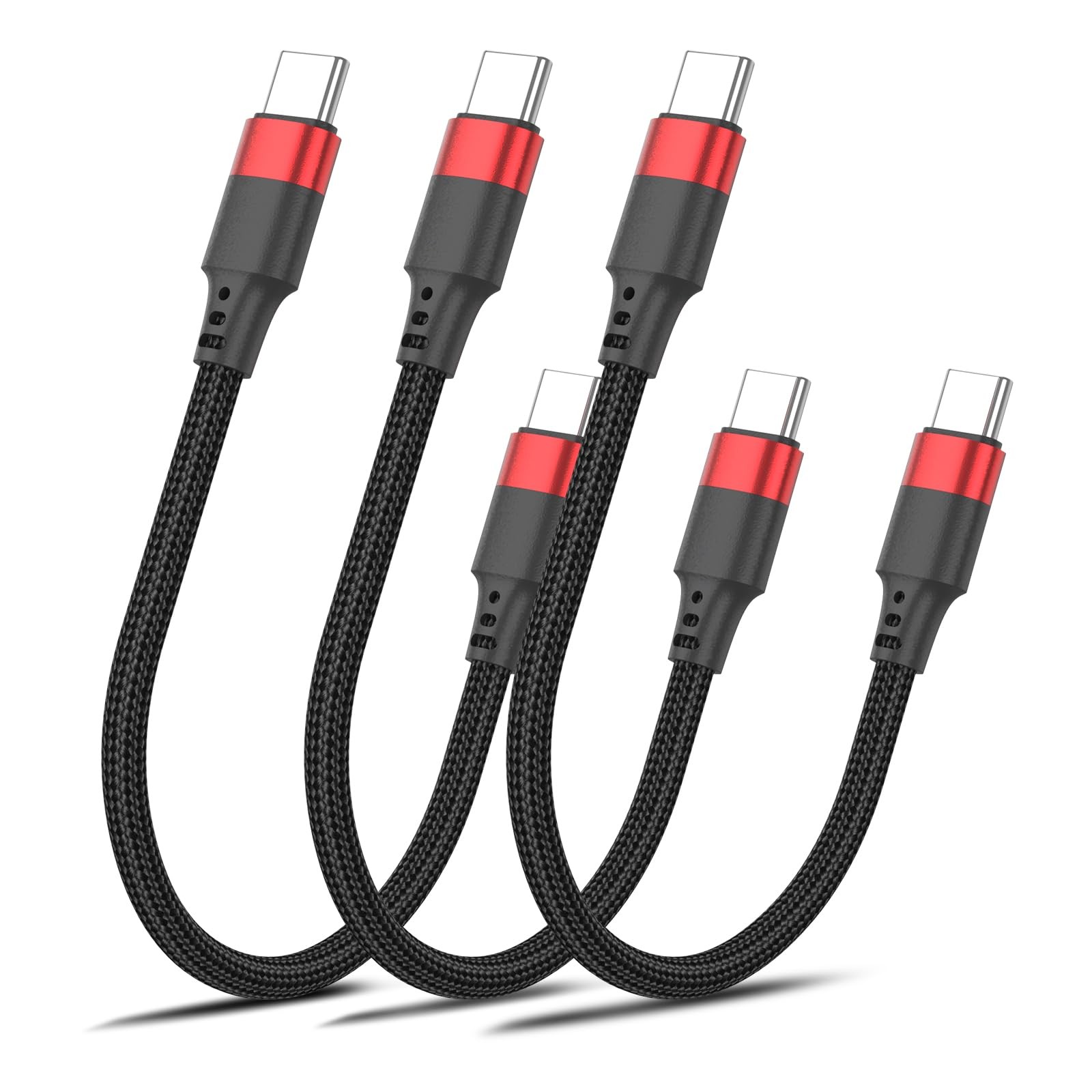 6 Inch USB C to C Cable , 3 Pack Short Fast Charging Cord 0.5FT, Black