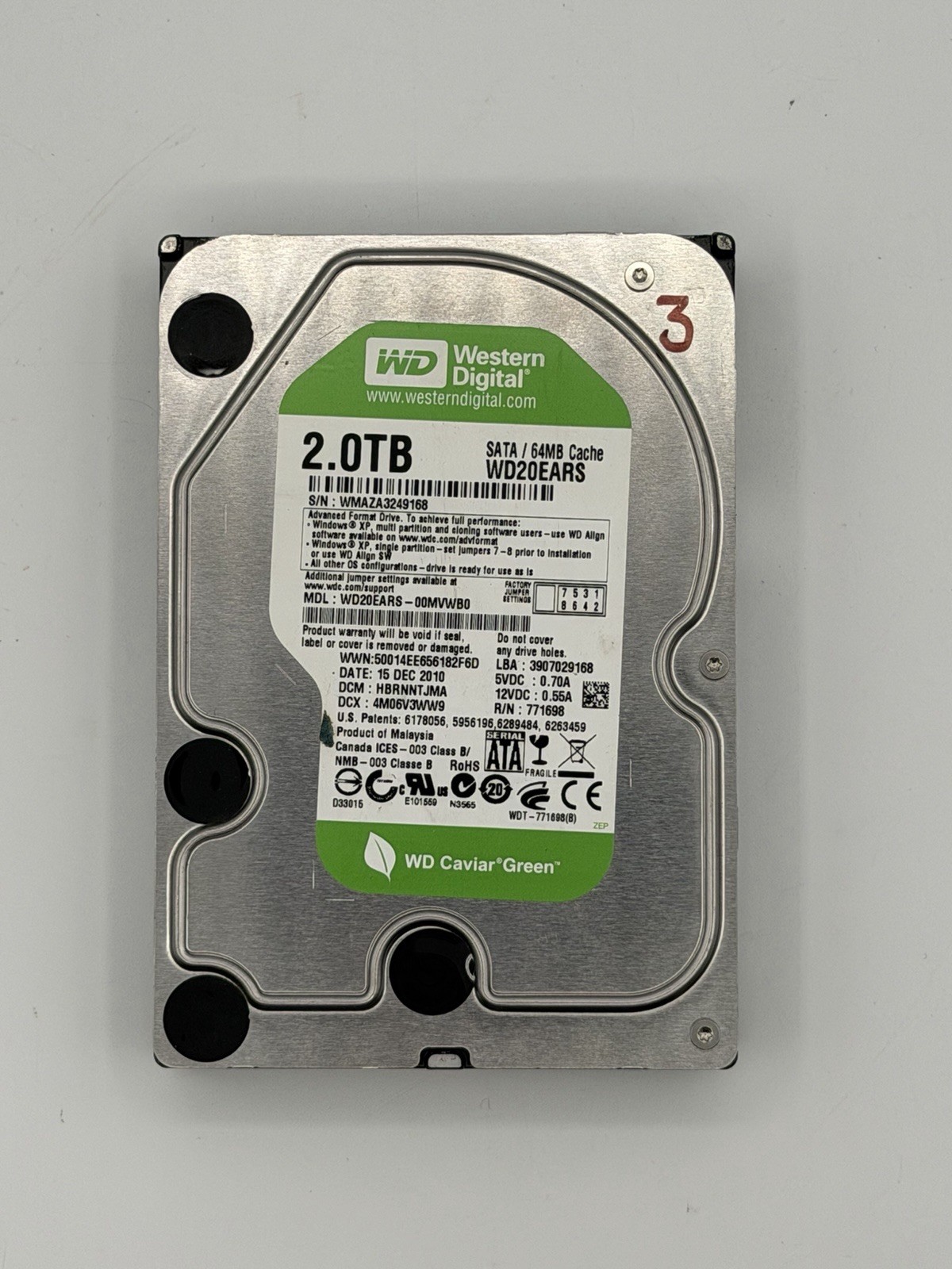 Western Digital Caviar Green 2TB Internal 5400RPM 3.5" (WD20EARS) HDD