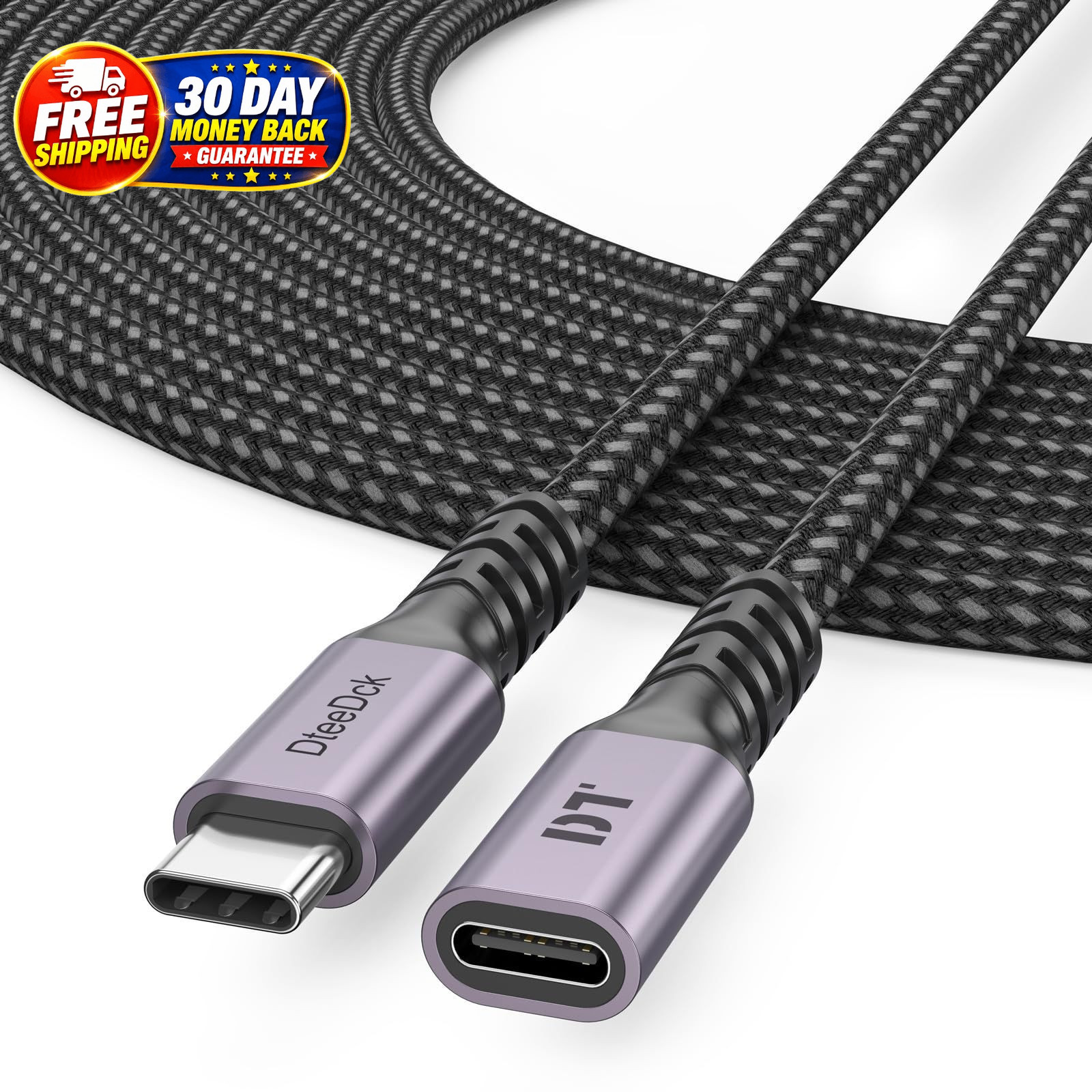 USB C Extension Cable 15ft, USBC Type C Male to Female 5Gbps/4K@60Hz/100W Data T