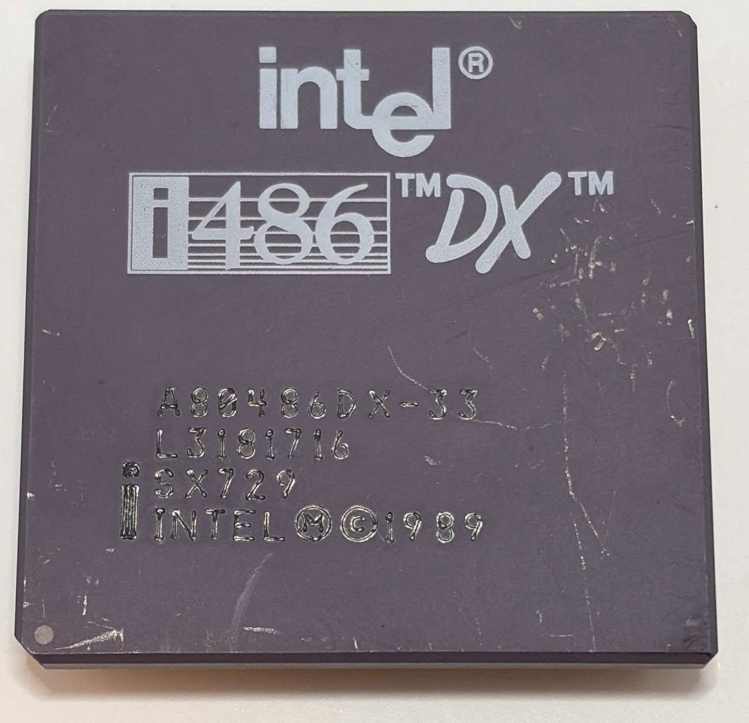 Vintage Intel i486 A80486DX-33 CPU Processor 33MHz,  SX729 Working Unit