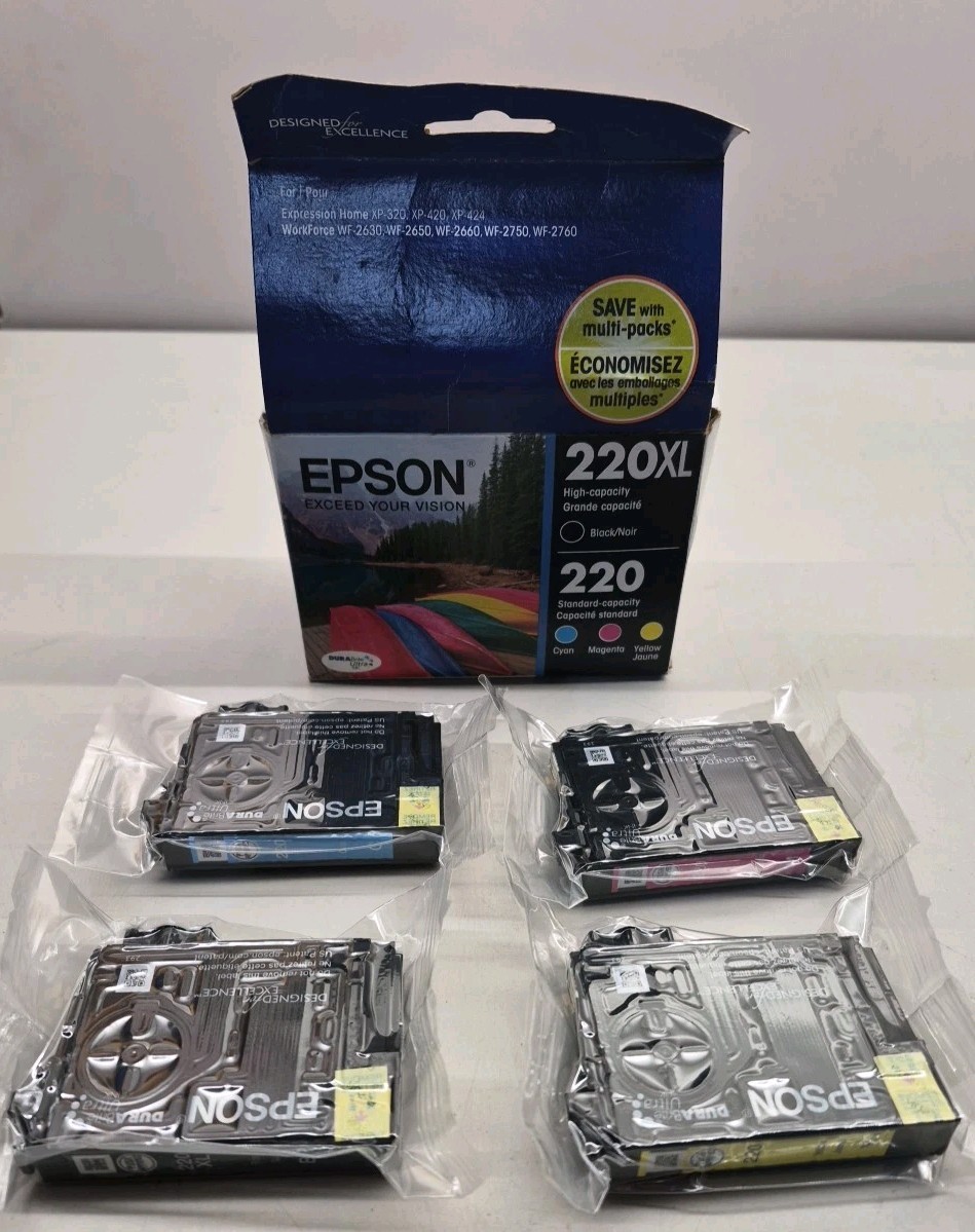 Epson Ink Set 220XL Black  220 Cyan Magenta Yellow. Red Description 