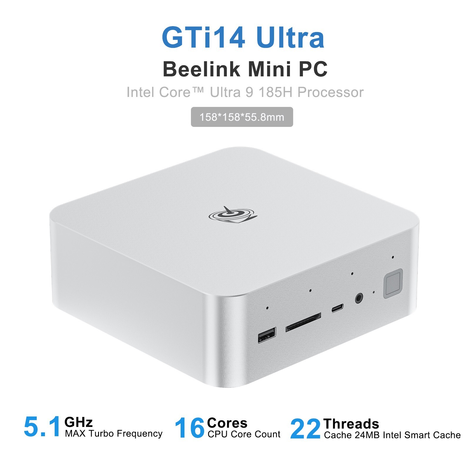 Beelink Mini PC Game GTi14 Intel Core Ultra 9 185H DDR5 32GB+1TB 5.1GHz Silver