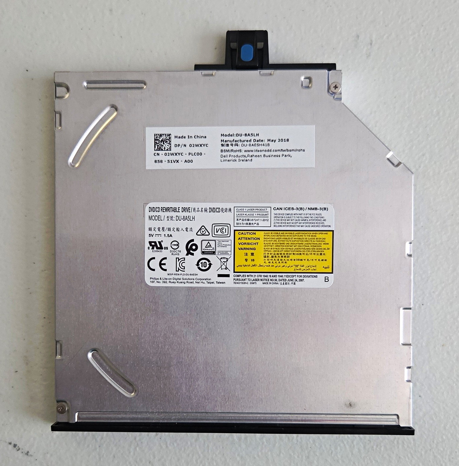Dell DU-8A5LH SATA 8x 9.5mm Internal Laptop DVD+RW/CD-RW Drive 02WXYC