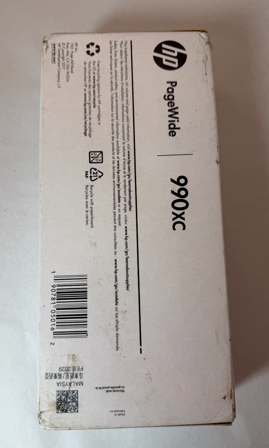 Genuine OEM HP 990XC PageWide Cartridge - Exp Feb 2029 - Black - New