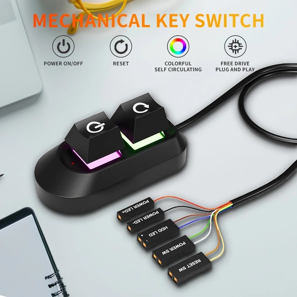 2M Mechanical Key PC Power Switch Button External Motherboard On Off Cable