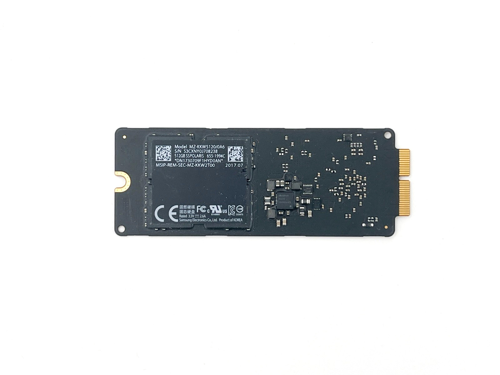 Apple Samsung MZ-KKW5120/0A6 512GB SSPOLARIS NVMe SSD 655-1994C