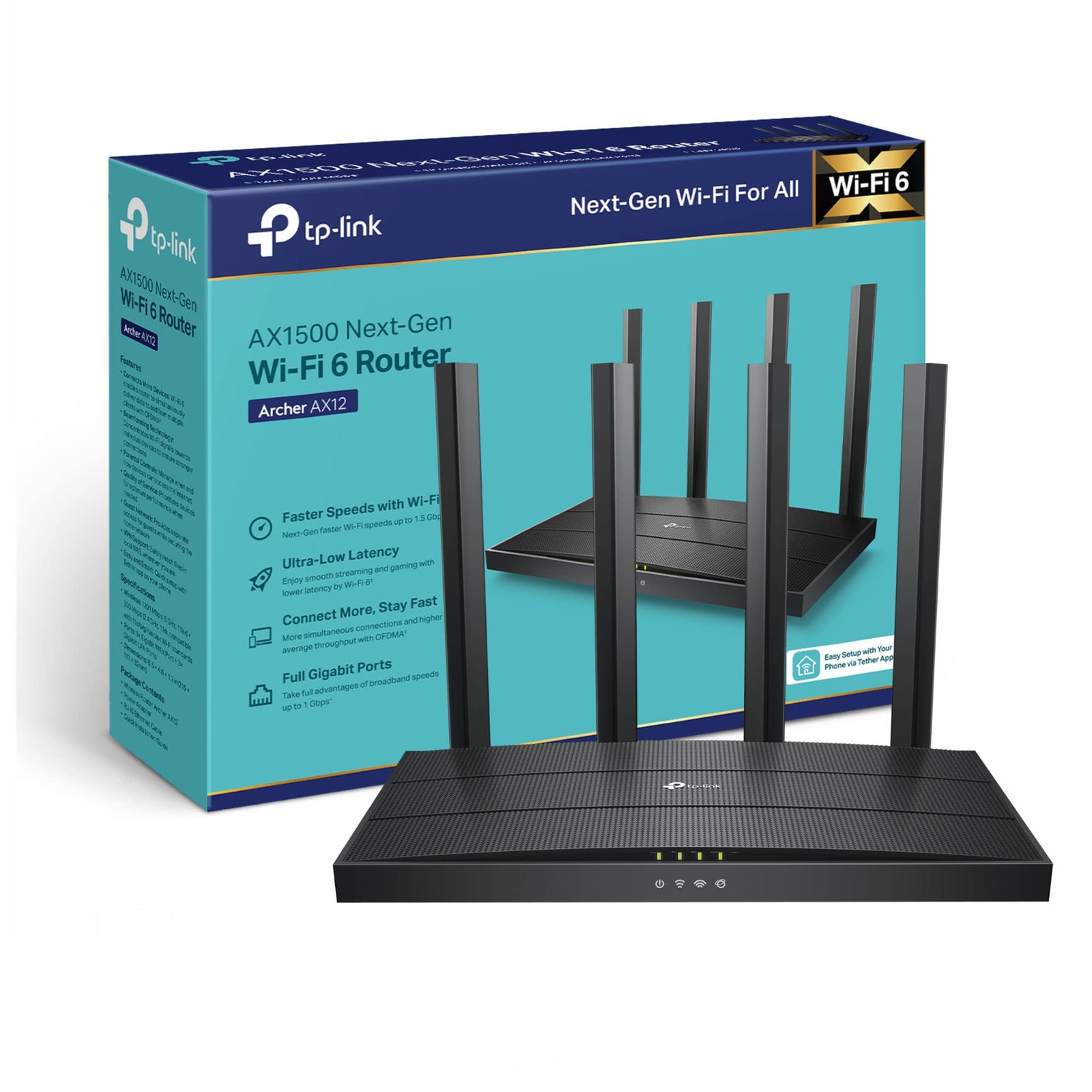 TP-Link Next-Gen Wi-Fi 6 AX1500 Mbps Gigabit Dual Band Wireless Router, WPA3 Sec
