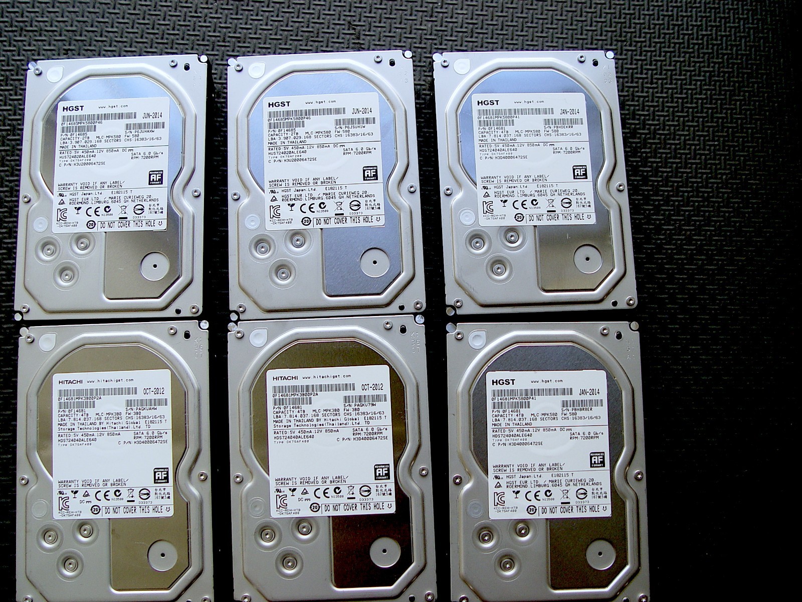 HGST/Hitachi 4TB & 2 TB 7200RPM Desktop HD(Lot of 6)_Tested Good