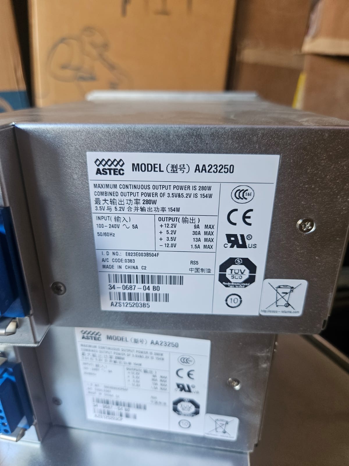 Astec AA23250 280W AC Power Supply Cisco 7200 VXR 34-0687-03 Tested Working