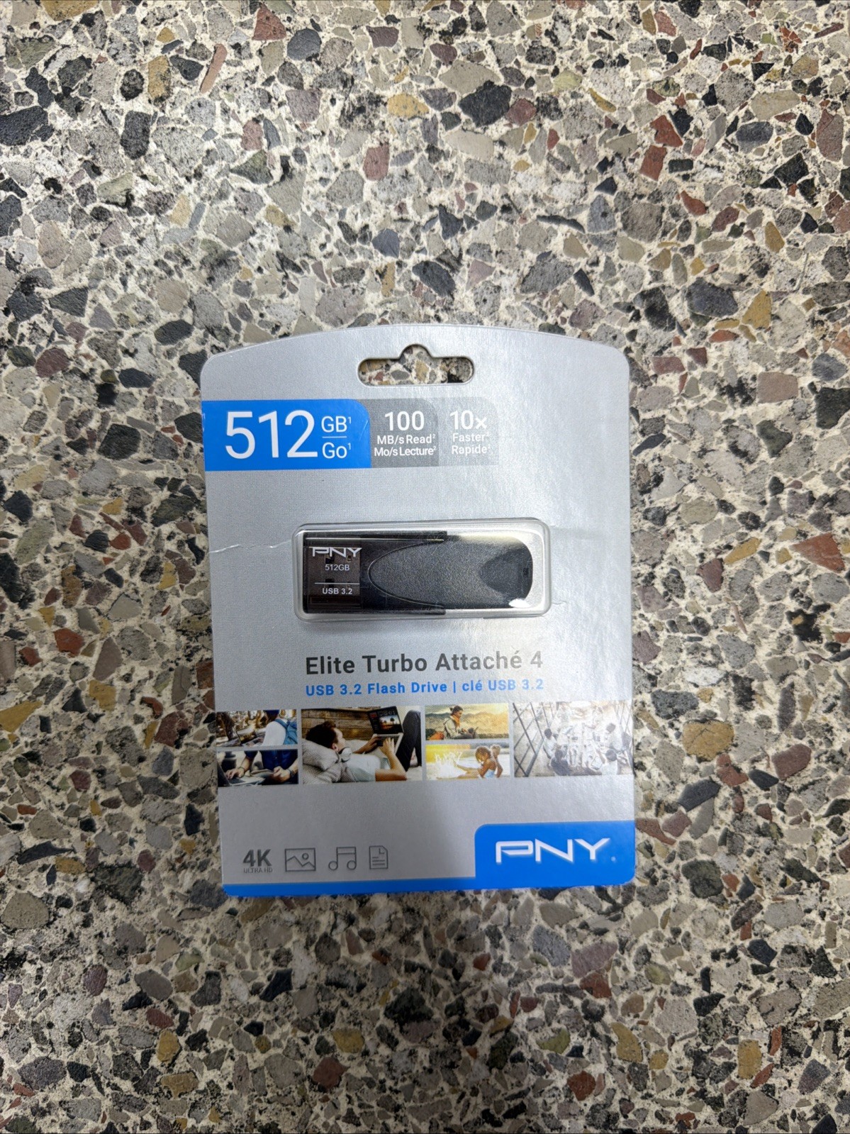 PNY - Elite Turbo Attach 4 512GB USB 3.2 Flash Drive - Gray