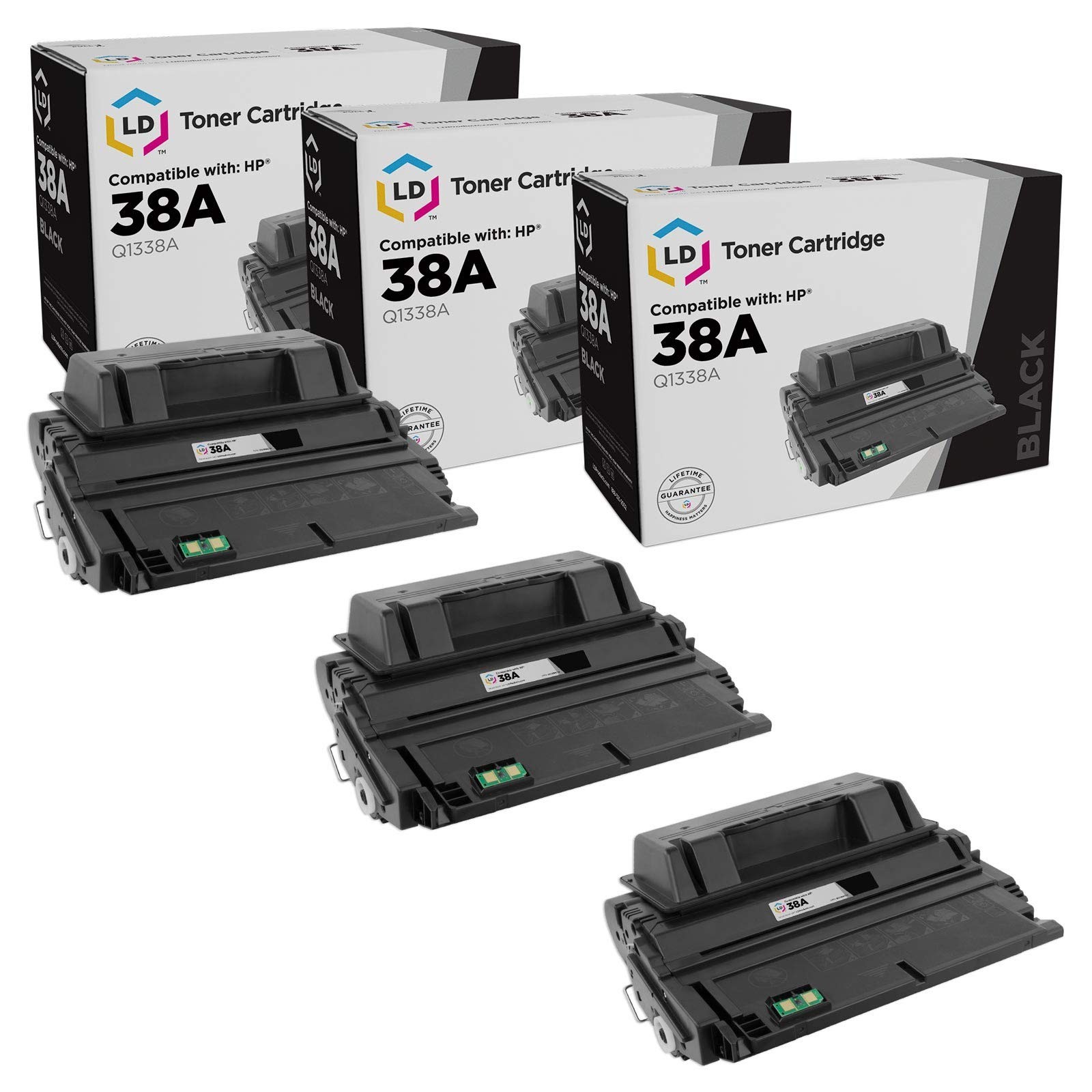 LD Compatible Replacements for HP 38A / Q1338A 3PK Black Toner Cartridges