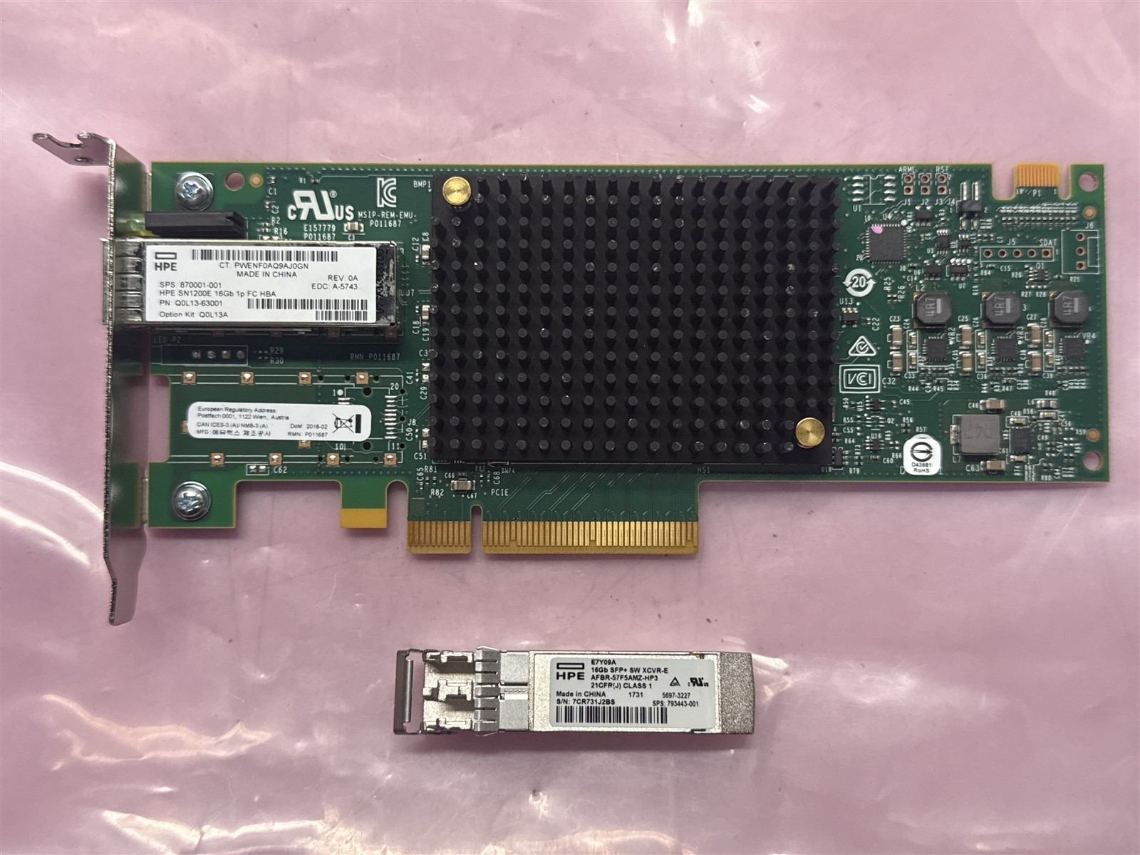 HPE STOREFABRIC SN1200E 16GB 1-PORT FIBRE CHANNEL HBA 870001-001 W/ 1-16GB SFP