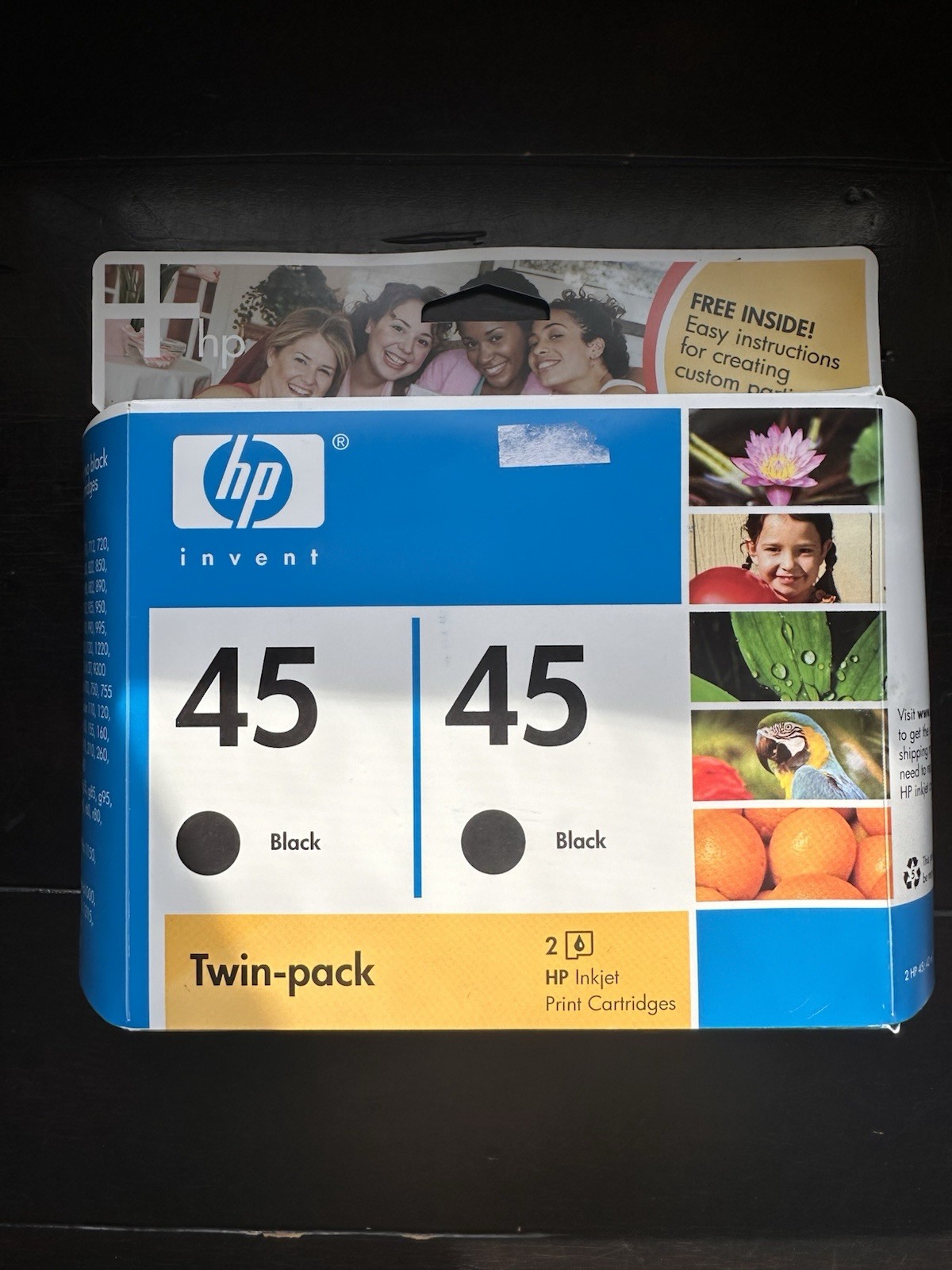 New Sealed HP 45 Black Ink Cartridges 2-Pack (51645A) - Vintage / Expired