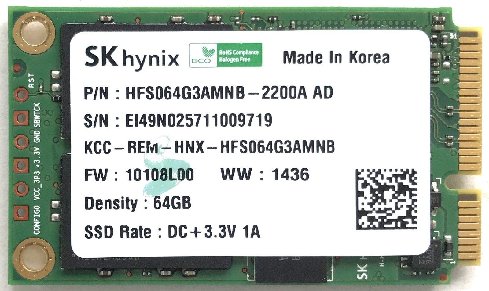 SK hynix 64GB mSATA SSD HFS064G3AMNB-2200 AD