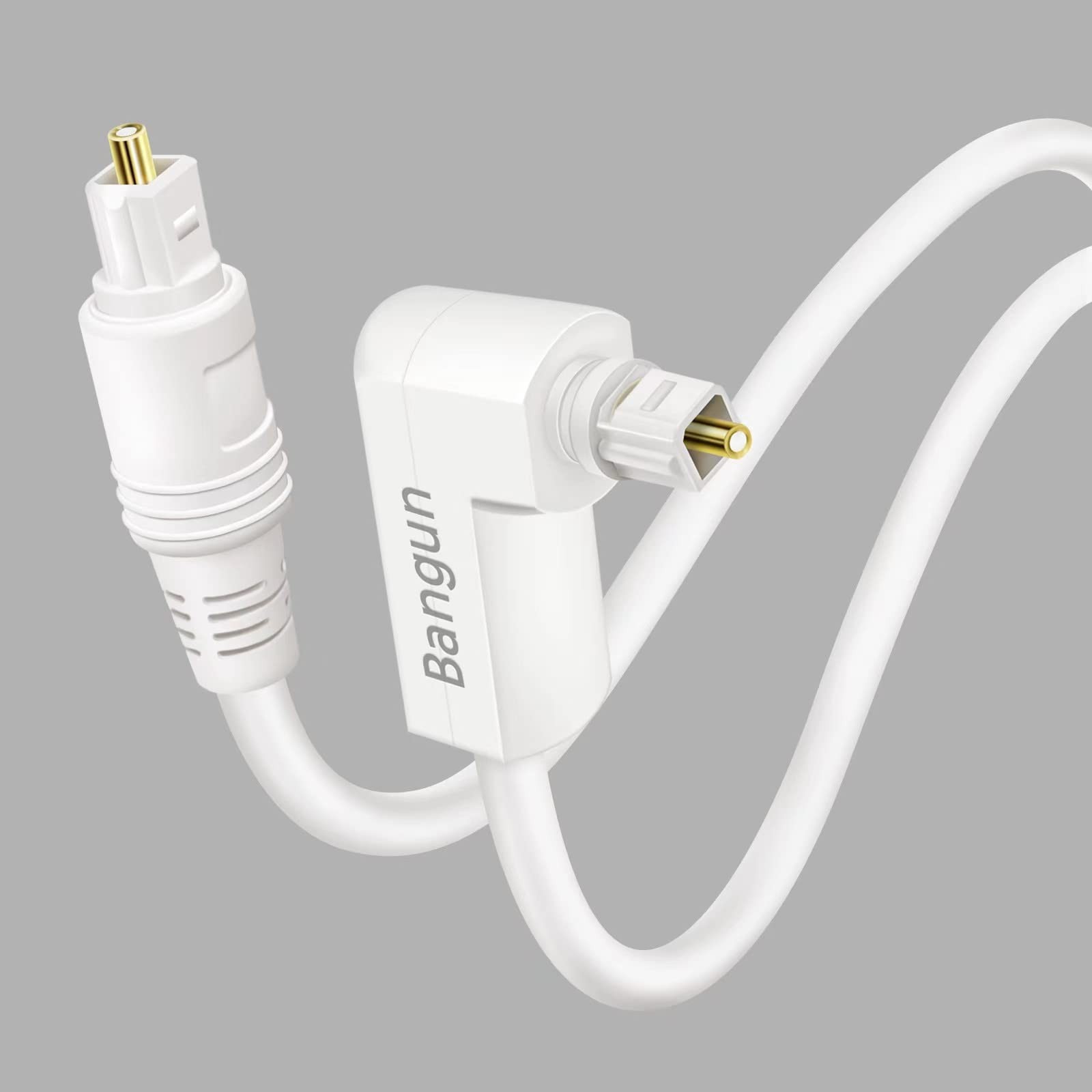 White Optical Audio Cable 20ft, Slim 90 Degree Digital Audio Optical Cord, SP...