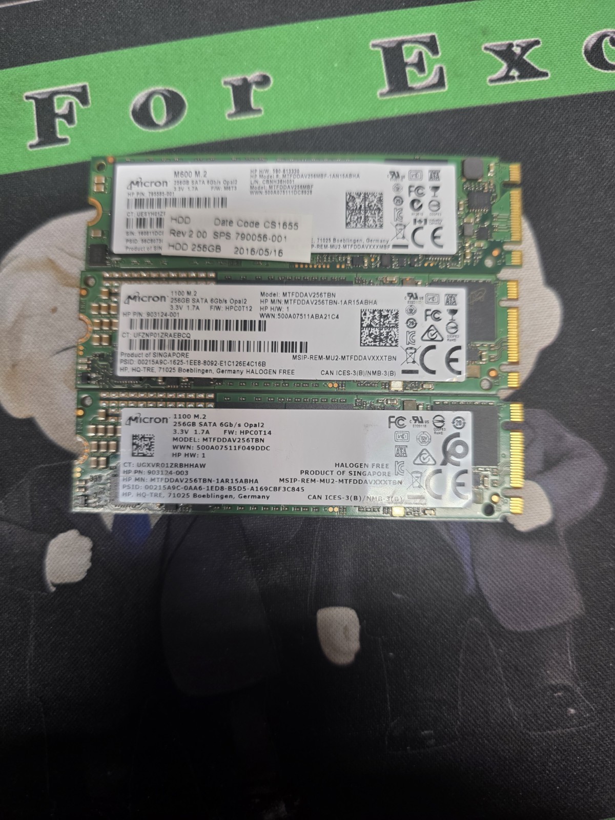 Lot of 3 Micron 256GB 2-1100 1-600
