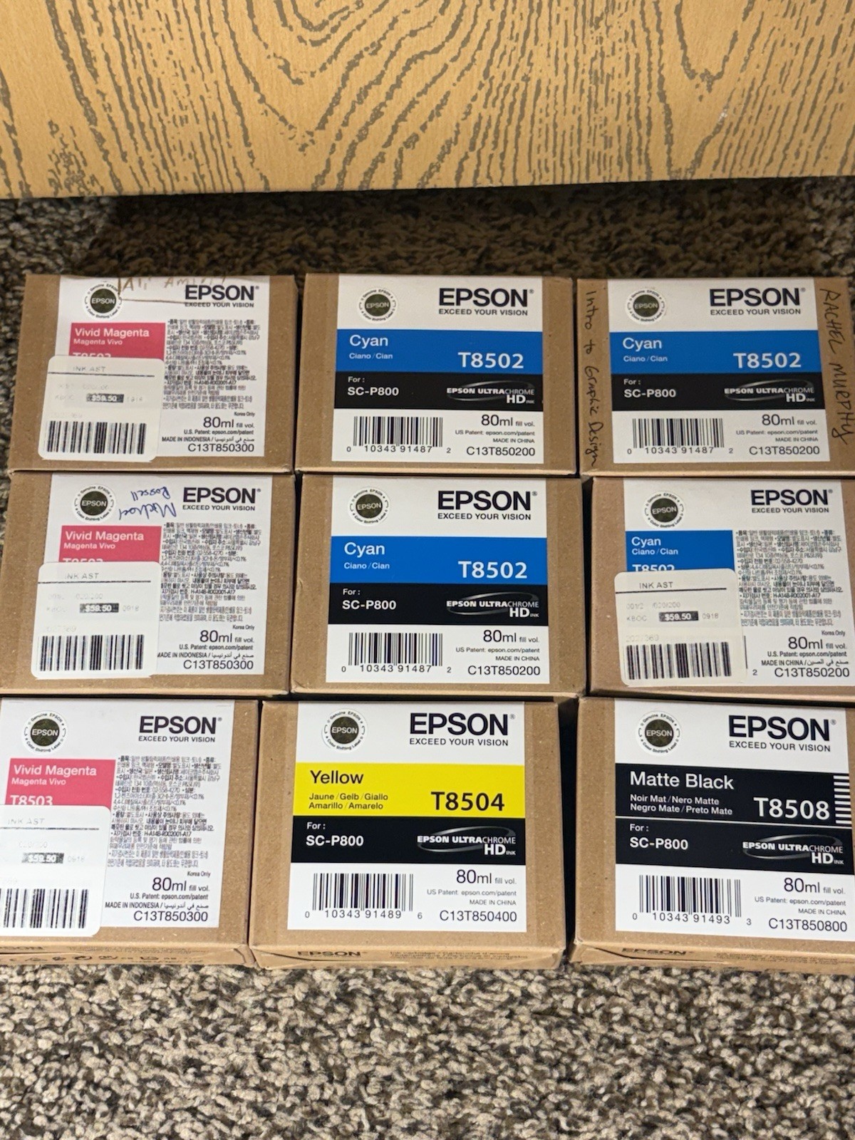 2016/2021 NEW 9 SET GENUINE EPSON SC-P800 HD INKS 80ml 8502/8503/8504/8508