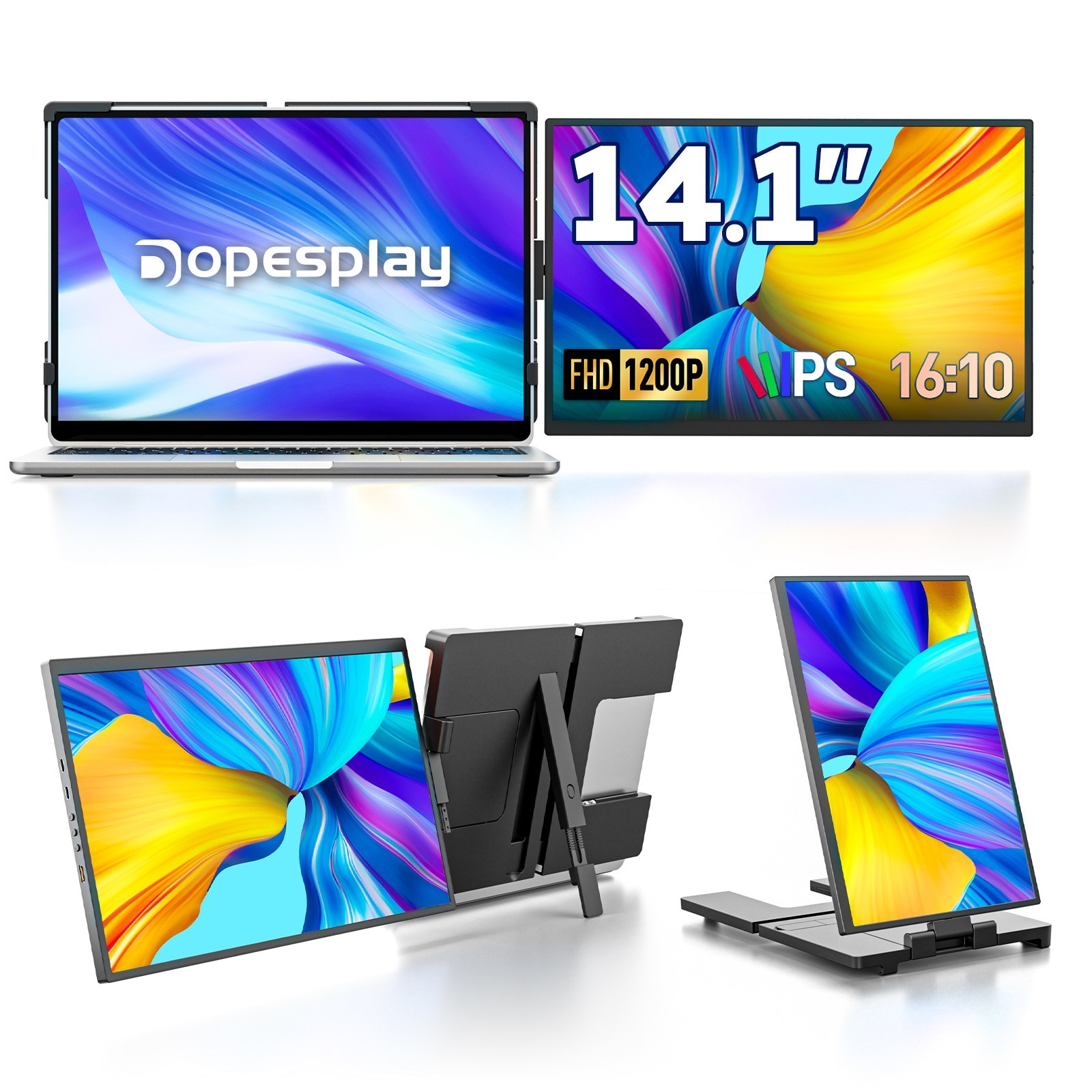 USED | 14.1'' Portable Monitor Laptop Screen Extender Grade-A 1200P for 14-17"
