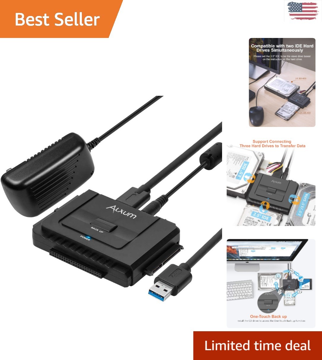 Versatile SATA IDE to USB C Adapter - Copper Design and One-Touch Functionality