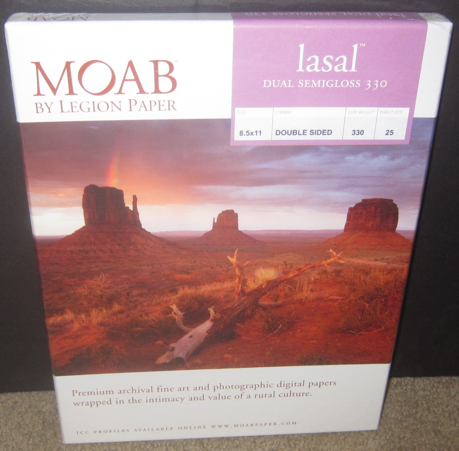 MOAB by Legion Paper Lasal Photo Dual Semigloss 330 8.5 x 11 - 21 Sheets